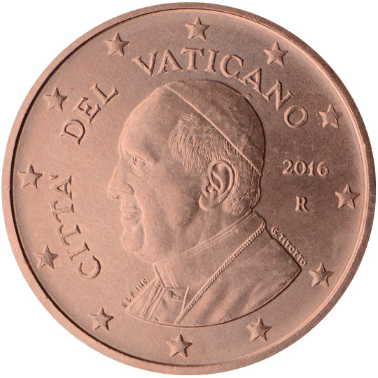 Vatican City 5 euro cent (2014) - Portrait of Pope Francis